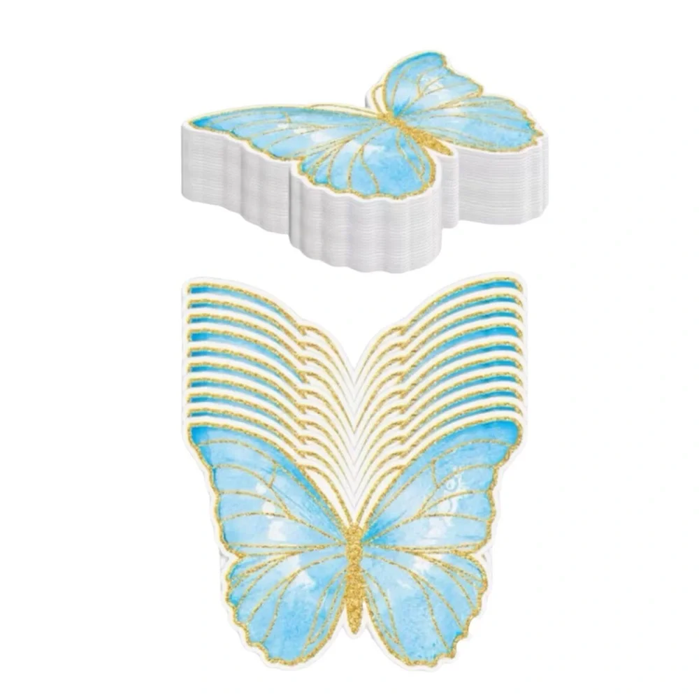 Pale Blue and Gold Butterfly Shaped Disposable Placemats, 12 ct